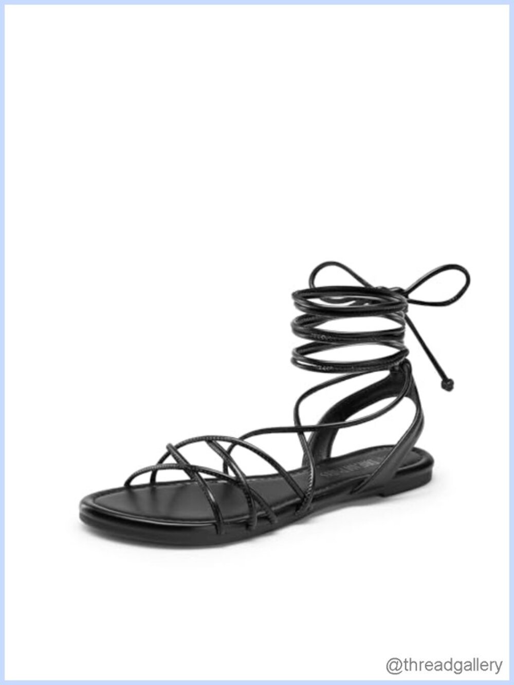 Women's Lace-Up Strappy Flat Sandals Faux Leather Cushioned Summer